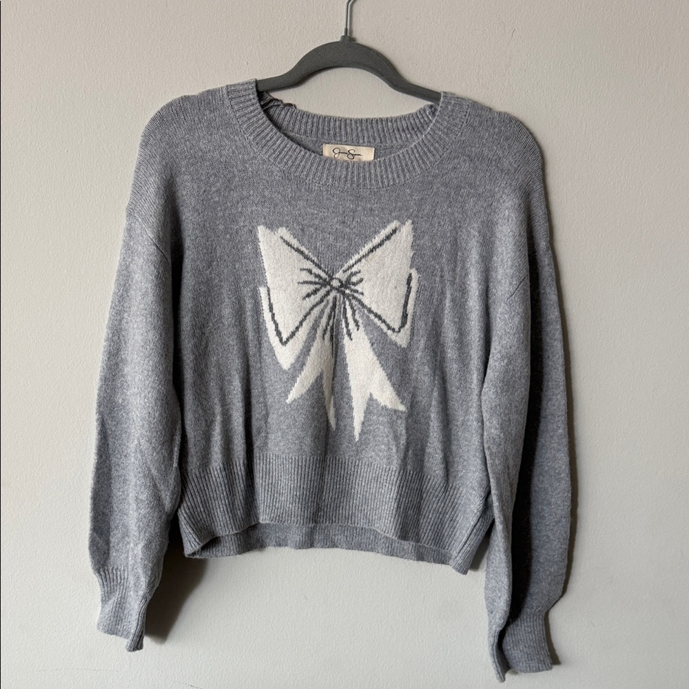 Jessica Simpson Gray Sweater with Bow Design